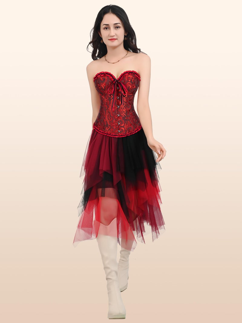 Zhitunemi Renaissance Corset Tops for Women: Black Corsets Plus Size Halloween Costumes - Ren Faire for Renaissance Festival Black Medium - Image 5